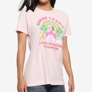 Nintendo Animal Crossing Water‎ Flowers Pink Retro Graphic Short Sleeve Tee